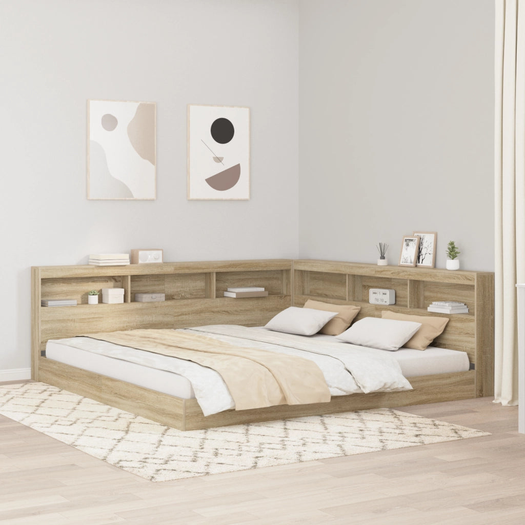 Letto a libreria rovere Sonoma 180x200 cm in legno ingegnerizzato