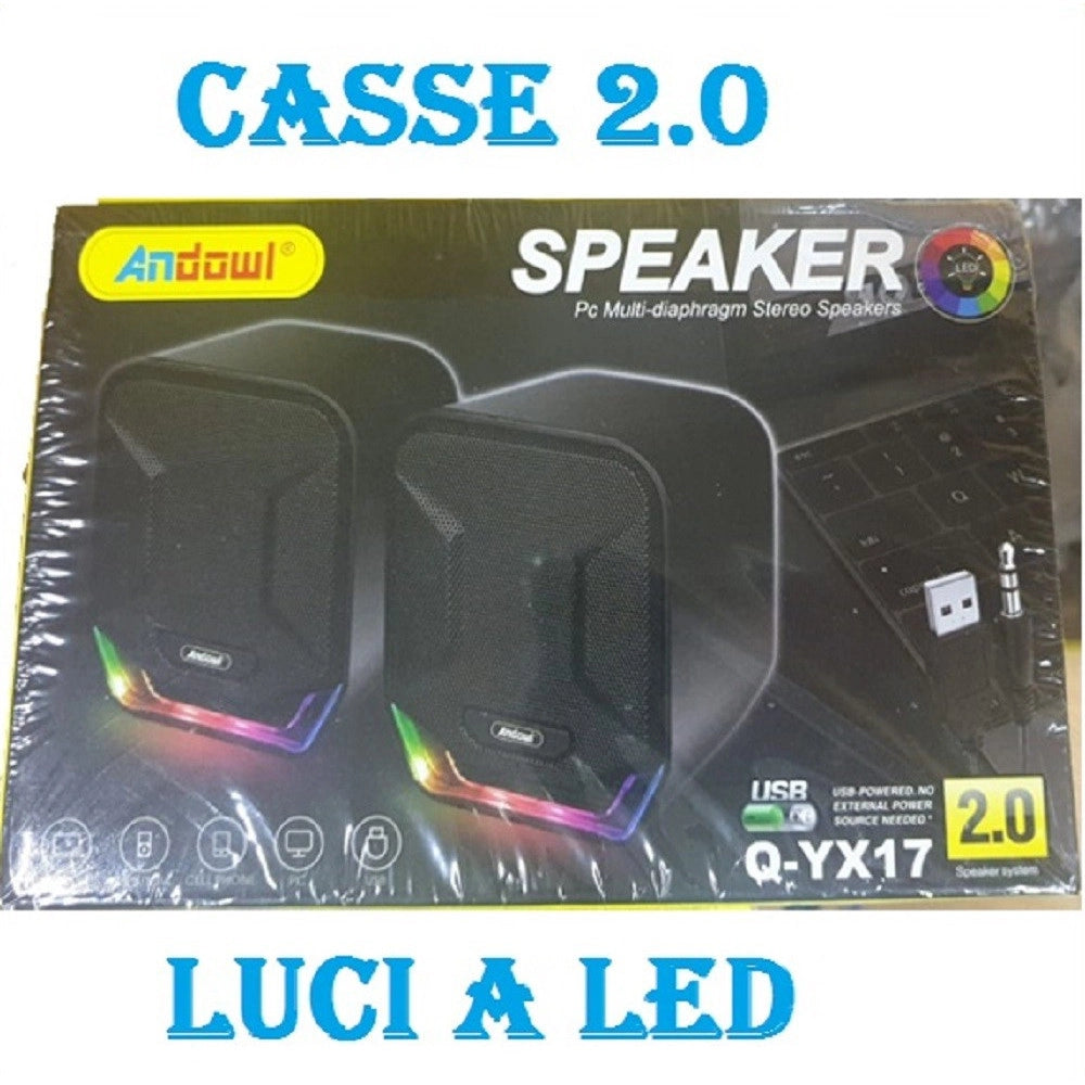 Trade Shop - Mini Altoparlanti Casse Per Computer 3w Cablati Con Luce Rgb Led Q-yx17 Jack Usb -