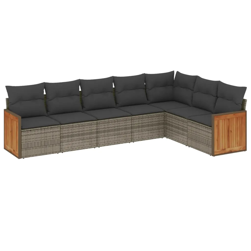 Set Divani da Giardino 7 pz con Cuscini Grigio in Polyrattancod mxl 92214