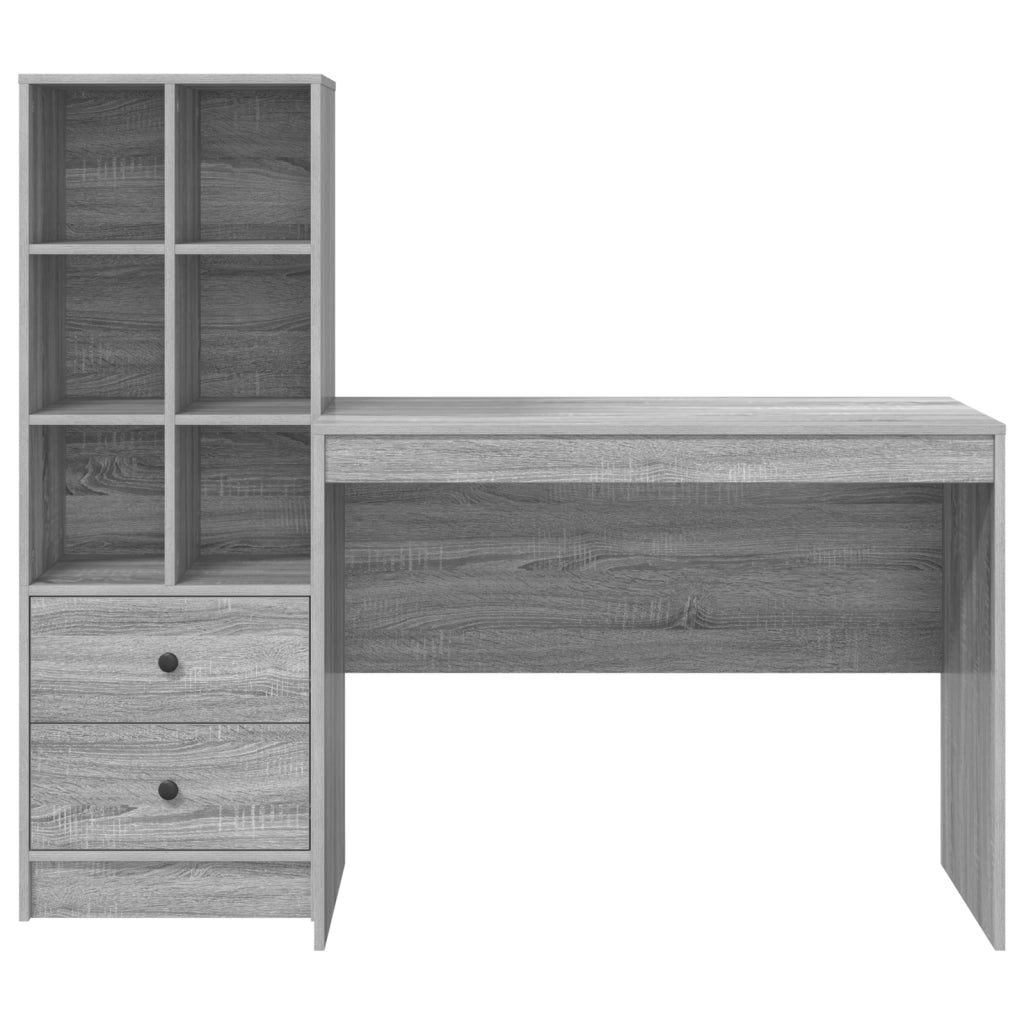 Scrivania con Spazio di Archiviazione Grigio Sonoma Legno Ingegnerizzato