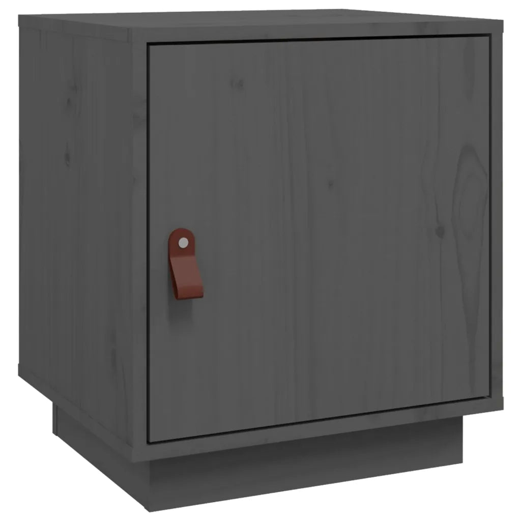 Comodino Grigio 40x34x45 cm in Legno Massello di Pino cod mxl 29879