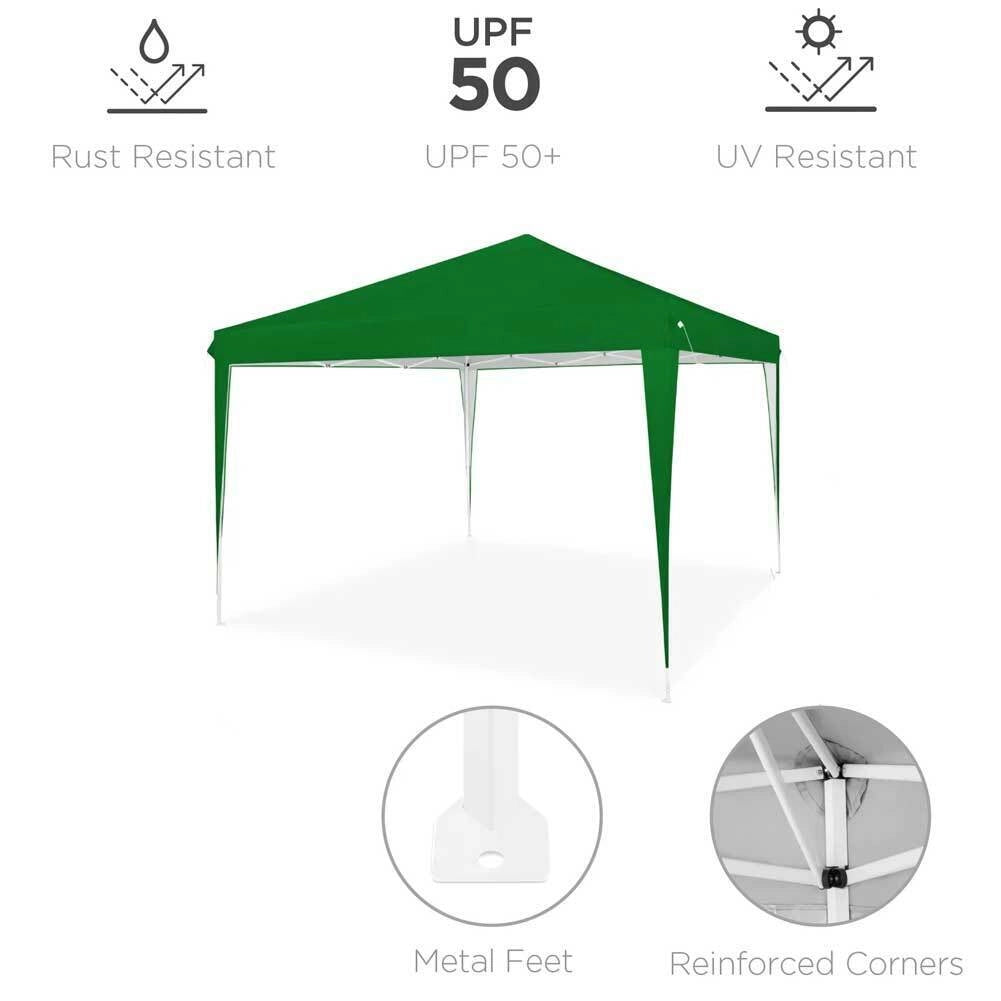 Gazebo 3x3 Pieghevole Verde Impermeabile Pieghevole Tendone Giardino Con Sacca