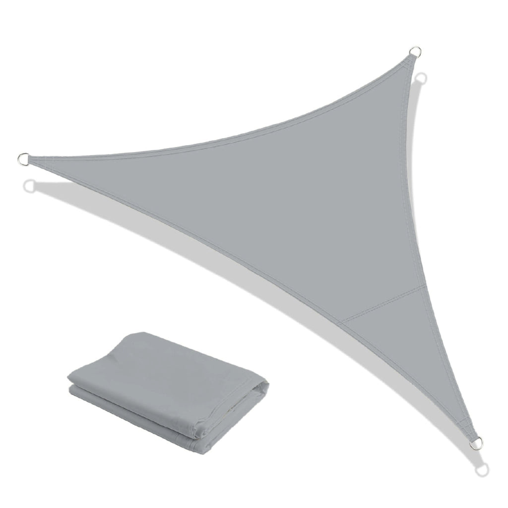 Tenda a Vela Ombreggiante Impermeabile con Anelli Rinforzati Copertura Sole per Giardino Terrazzo Balcone Patio Diverse Forme e Misure Grigio - Triangolare3x3 Metri