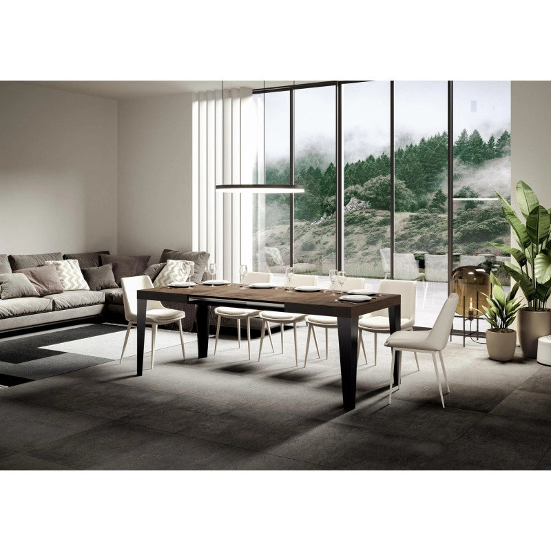 Tavolo allungabile 140/400x90 cm Flame telaio Antracite - Noce