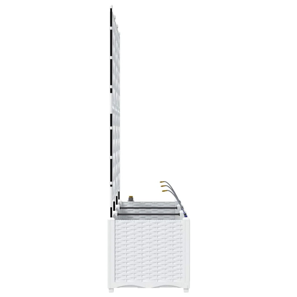 Set di 3 fioriere da giardino moderne con sistema di irrigazione 120 x 40 x 142 cm acciaio bianco 02_0058616