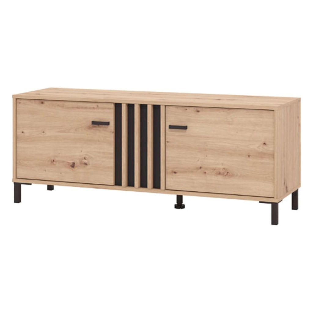 Forte, Mobile Porta tv un Ripiano, 131.5x40x52h cm Marrone Rovere Nodi
