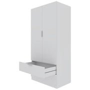 Armadio Multiuso Per Camera Da Letto Con Appendiabiti 2 Ante Maniglie In Metallo E 2 Cassetti Ideale Per Arredare La Tua Stanza 180 X 81 X 52 Cm Bianco