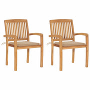 Sedie da Giardino 2 pz con Cuscini Beige Massello di Teakcod mxl 96498