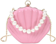 Borsa a conchiglia per donna, conchiglia, paillet, forma conchiglia, catena, borsa a tracolla, mini glitter, borsa da party, 06946 rosa, unico formato