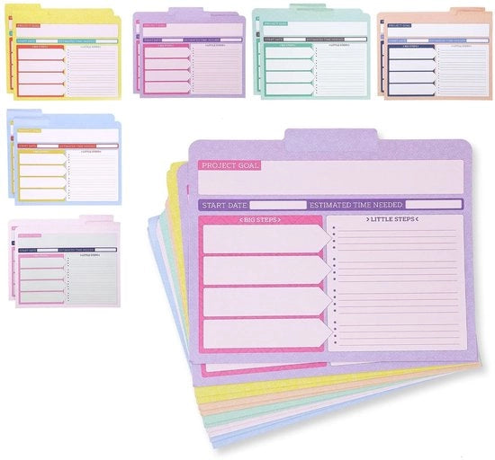 Set di cartelle per documenti 12 pz - 9,5 x 11,5 pollici - Mappa di progetto - Organizzazione - Accessorio per ufficio - Cartella per documenti