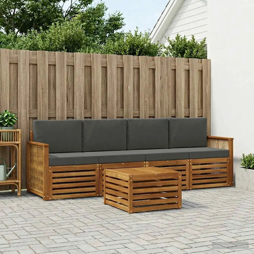 Set di divani da esterno con cuscino 5 pcs Naturale e Antracite 3383998