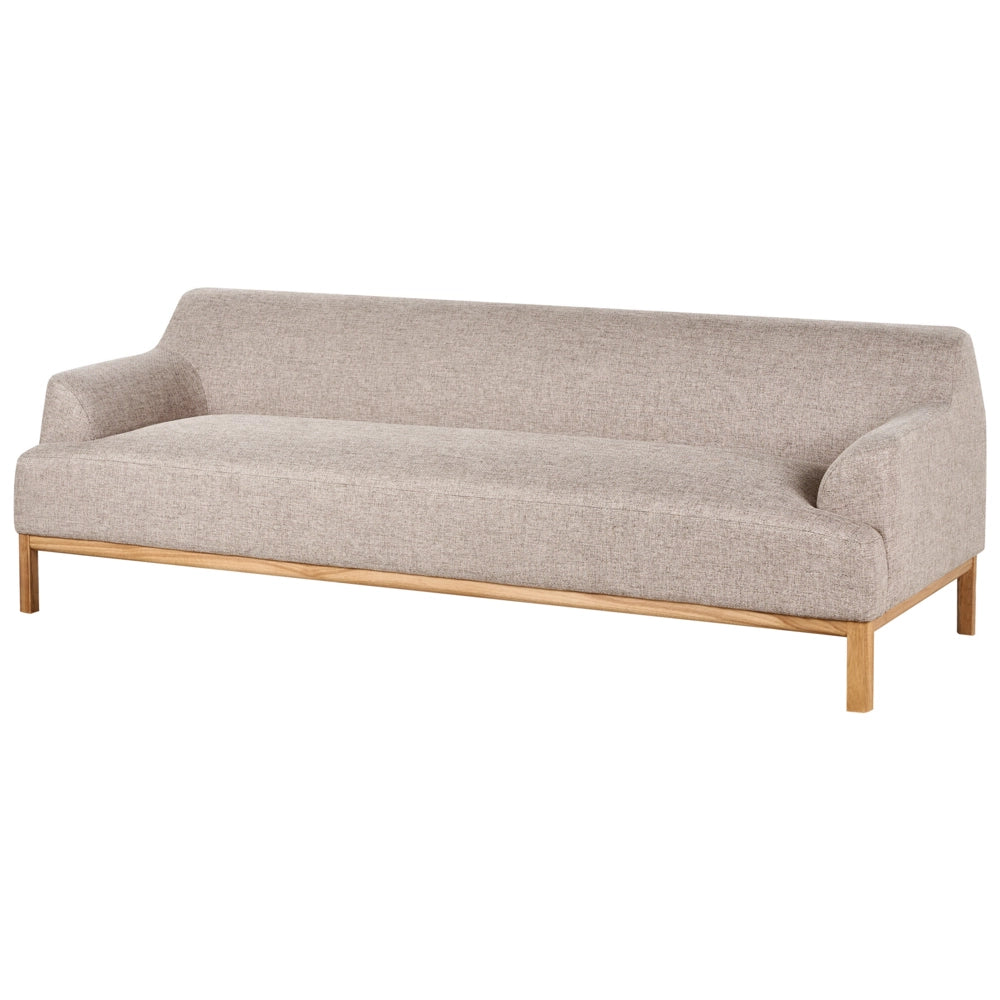 Divano a 3 posti in tessuto poliestere marrone chiaro Gambe in legno Soggiorno elegante