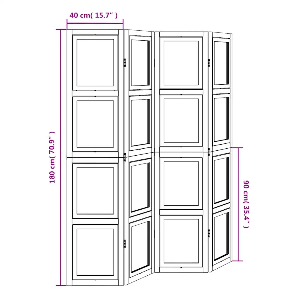 Divisorio Ambienti | Divider per stanze | Paravento 4Pannelli Bianco Legno Massello di Paulownia