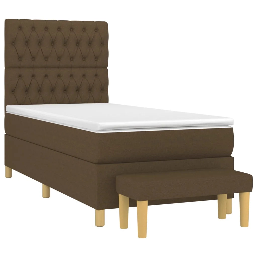 Giroletto a Molle con Materasso Marrone Scuro 90x200 cm Tessuto 3137368