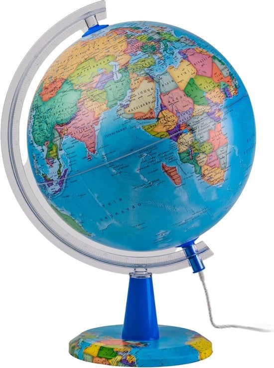 Globus Illuminato 26cm - Mappa Inglese - Mappa Mondiale Politica Moderna - Decorazione Educativa Geografica Desktop