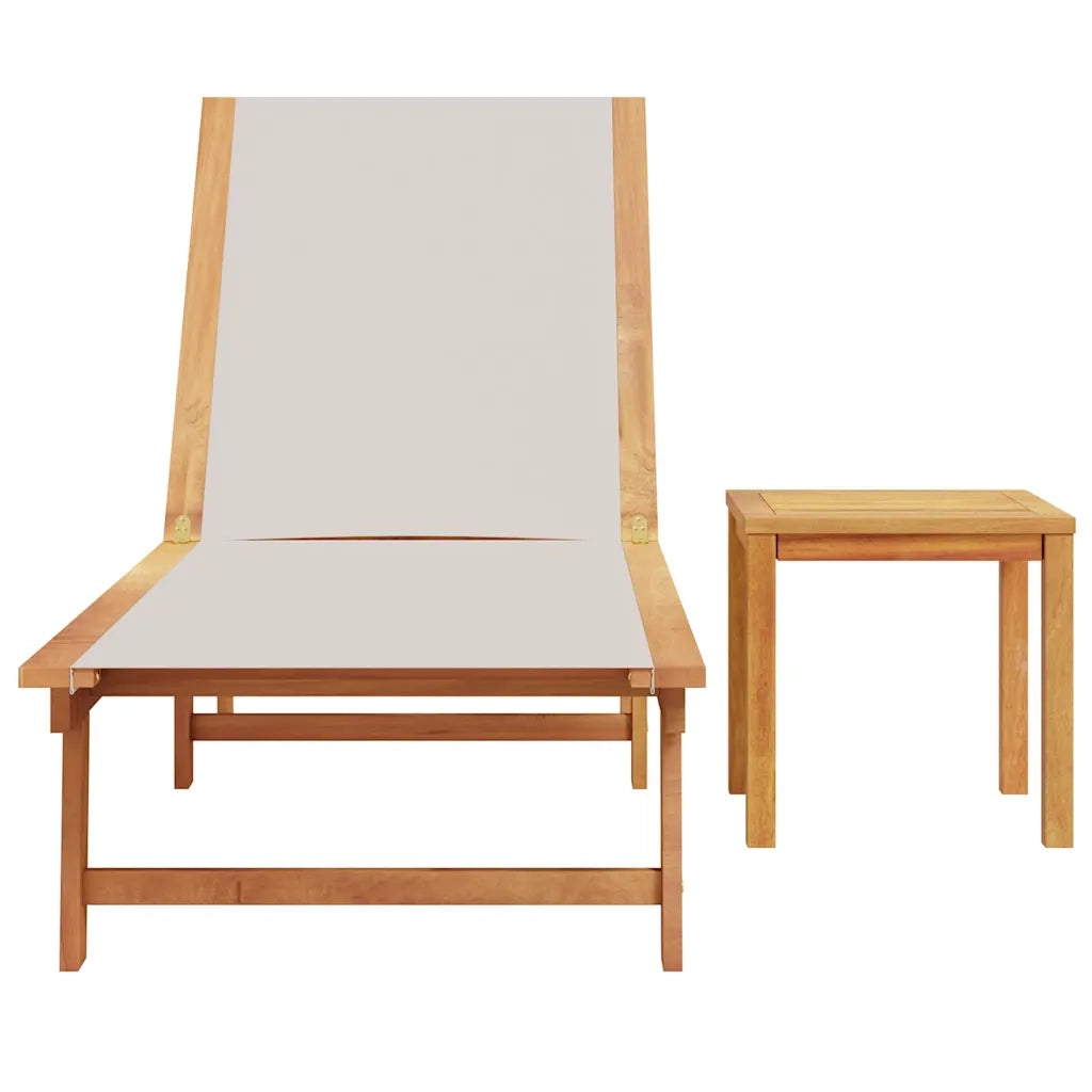 vidaXL Lettino Prendisole con Tavolo Grigio Massello Acacia Textilene