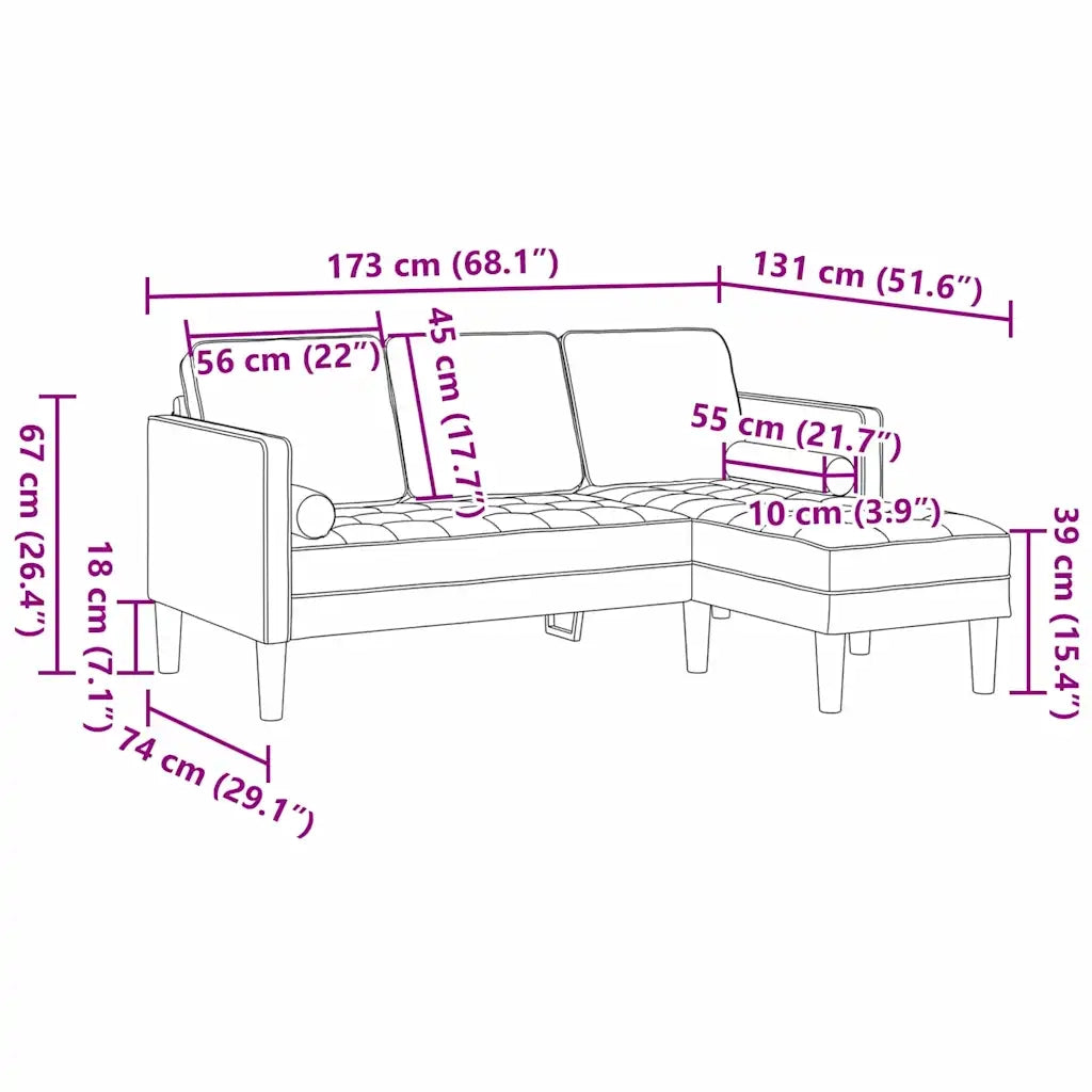 Set di Divano | Divano da soggiorno | Sofa con cuscino Rosso Vino Poliestere