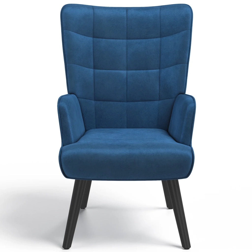 IDMarket - ANIA Poltrona scandinava con poggiapiedi in velluto blu