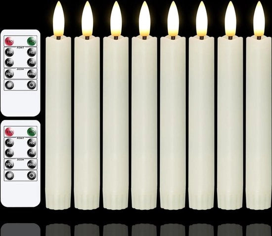 Set di 8 LED lampade a batterie con controllo remoto e senza fiamma, altezza 16 cm
