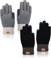 Manopole invernali per donne con schermo touchscreen con fodera a maglia di fleece per lavoro, guida in auto, sci e corsa.