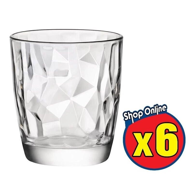 6 PZ BORMIOLI DIAMOND BICCHIERE ACQUA TRASPARENTE DA 30CL H 9,3 CM