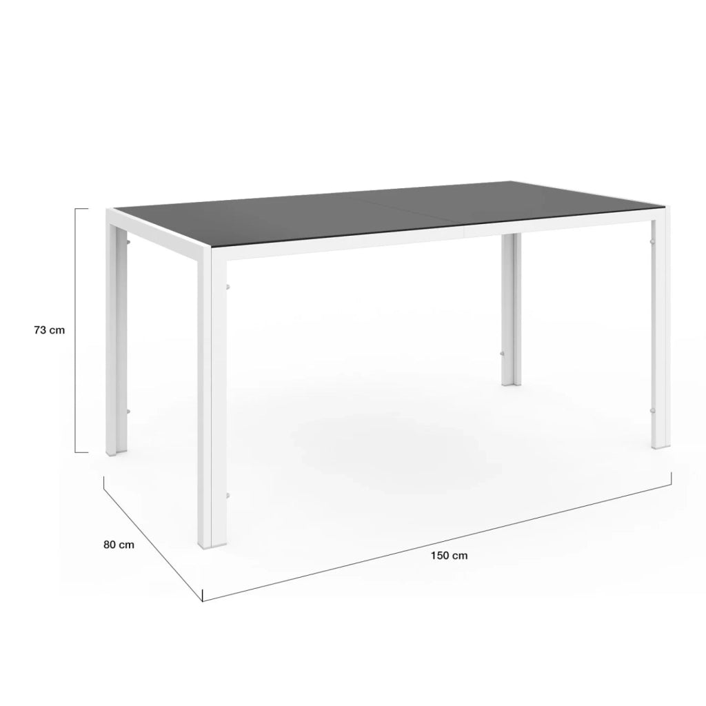 IDMarket - Set di mobili da giardino MADRID tavolo 150 CM e 6 sedie impilabili bianco e grigio