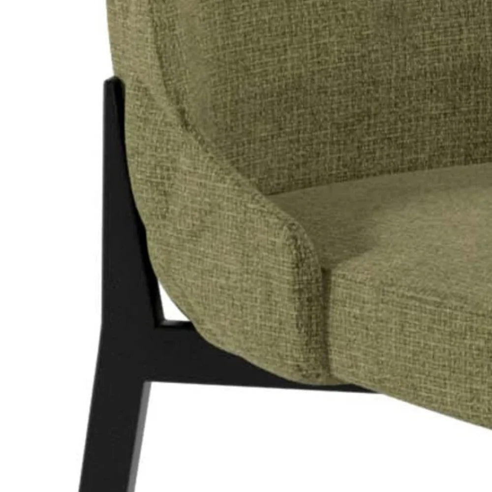 Set di 4 sedie da pranzo imbottite in tessuto verde Charm con struttura in metallo facili da pulire | Duzzle