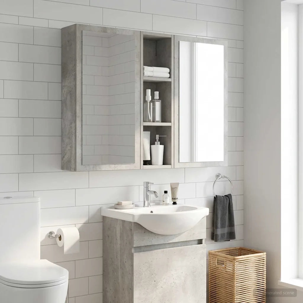 Armadio da bagno a muro Grigio Cemento 20 x 14 x 70 cm 889298