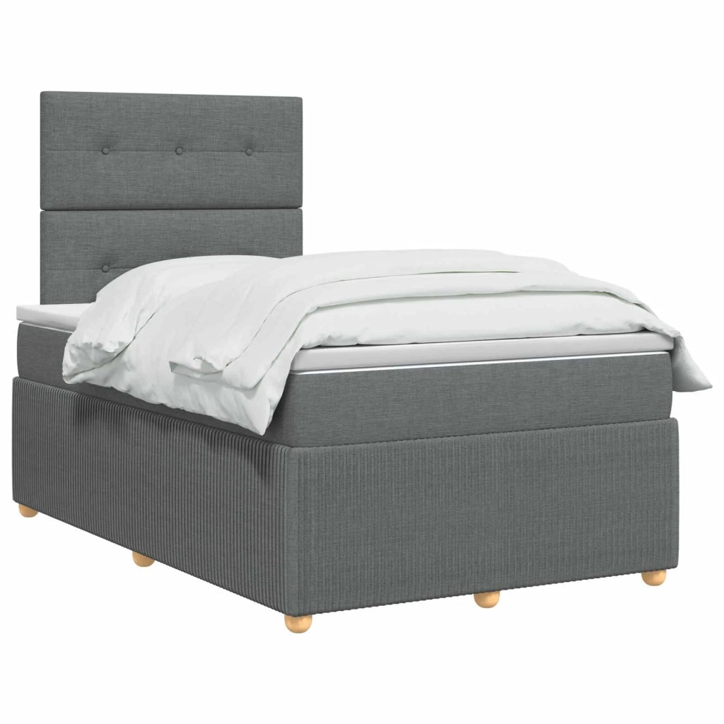 Letto Box Spring LED con Materasso Grigio Scuro 120 x 200 cm 3455833