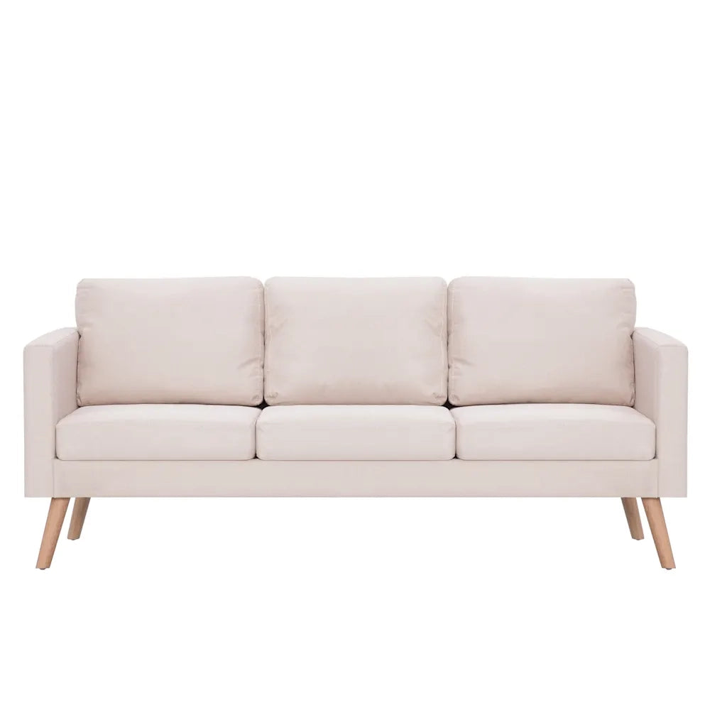 Divano a 3 Posti-Sofa 3 Posti in Tessuto Crema