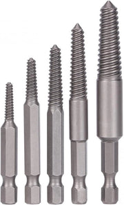 Set di rimozione di bulloni premium 5 pezzi per danneggiamenti di tubi - trapani a vite a nastro di copertura - testa a sesto lato - denti fini - kit Easy Out