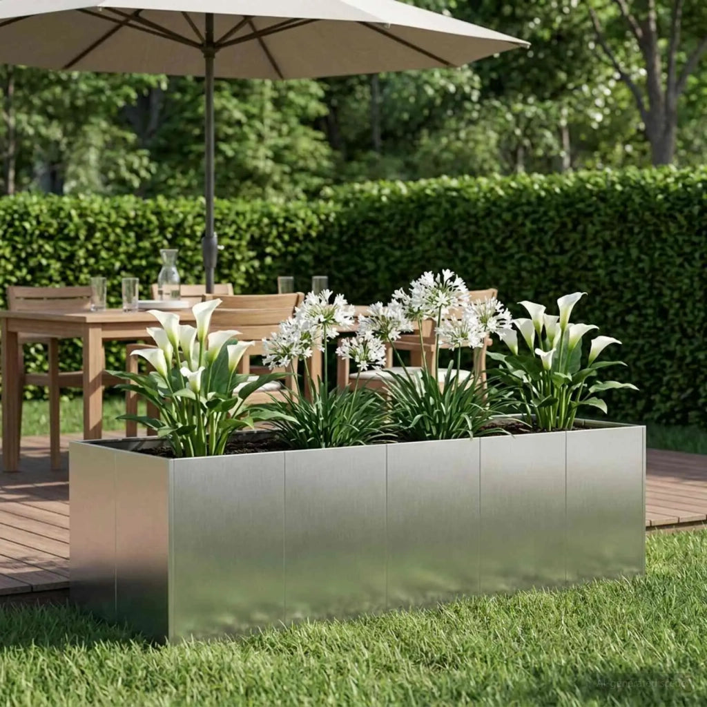 Vaso da giardino Argento 200 x 80 x 60 cm Acciaio Inox 8005936