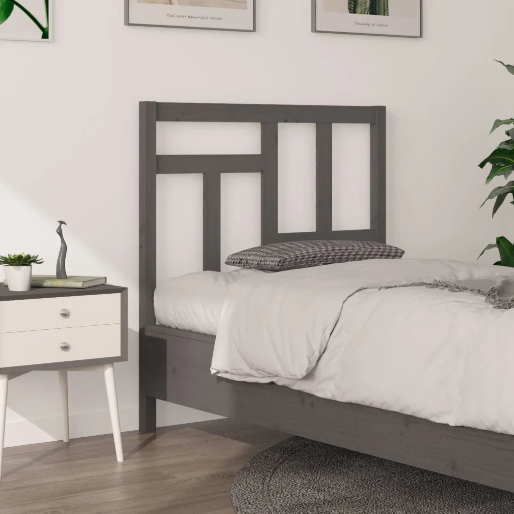 Testiera Letto Grigia 80,5x4x100 cm in Legno Massello di Pino
