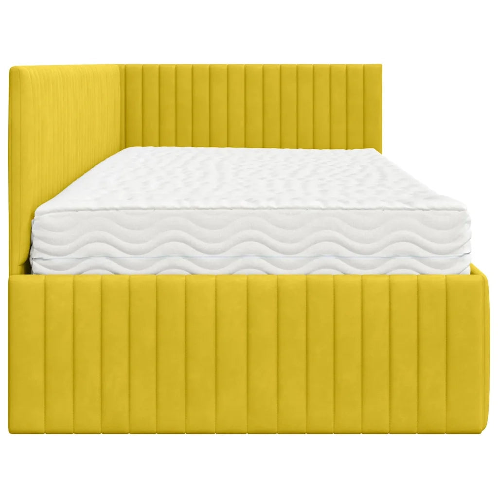 Struttura Letto Angolare con Materasso 2 pz-Giroletto con materasso Giallo Velluto 528899