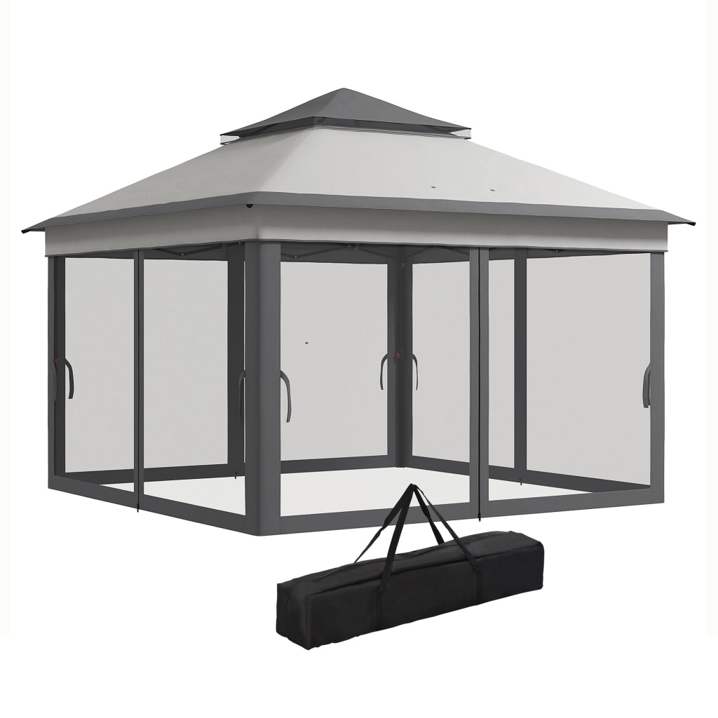 Tenda da Giardino Pieghevole ¨C Zephmum ¨C Grigio 3.26x3.26x2.72 m con Mosquitera