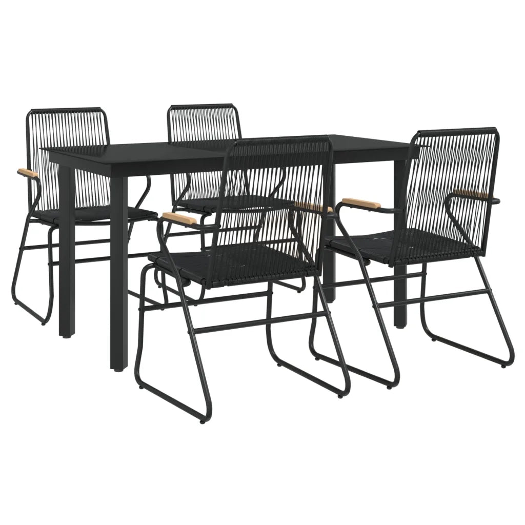 Set da Pranzo da Giardino 5 pz | Set Salotto da Giardino Nero in Rattan PVC
