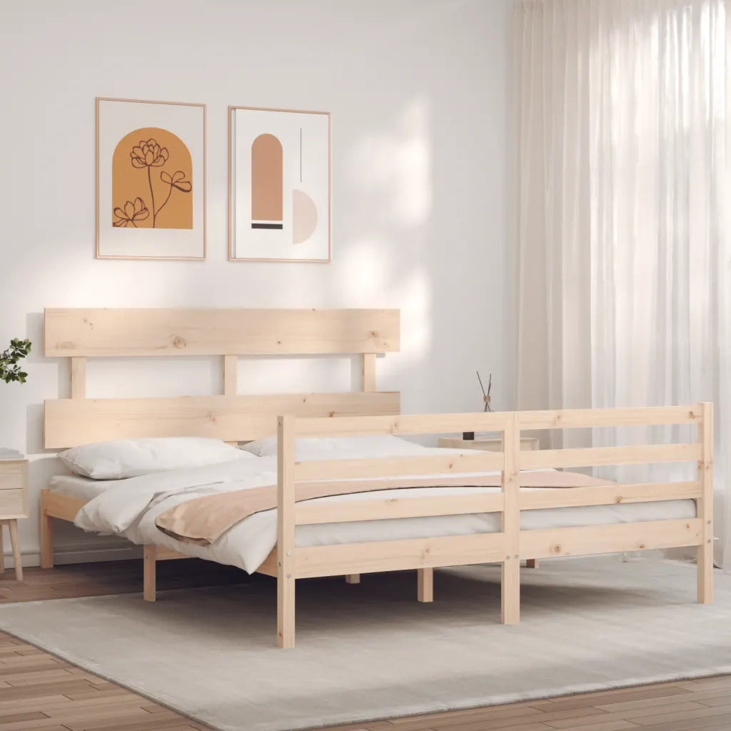 Giroletto con Testiera-Struttura Letto con testiera 160x200 cm in Legno Massello 538965