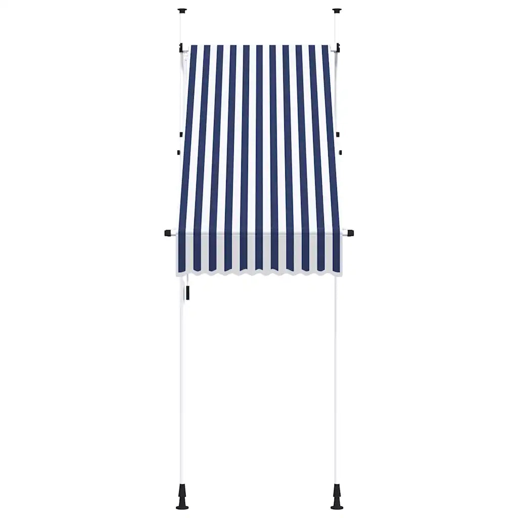 Tenda da Sole Retrattile Manuale 100 cm a Strisce Blu e Bianche