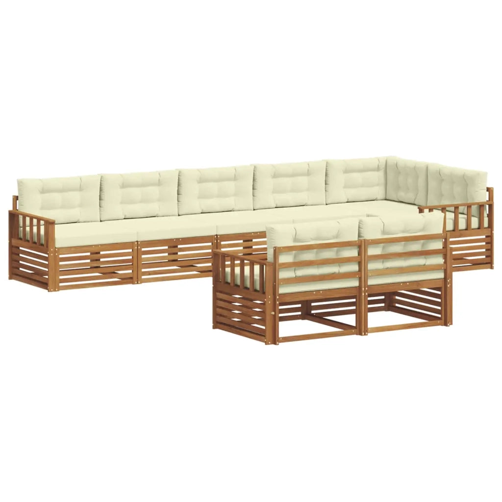 Set di divani da esterno con cuscino 8 pcs Naturale e Crema