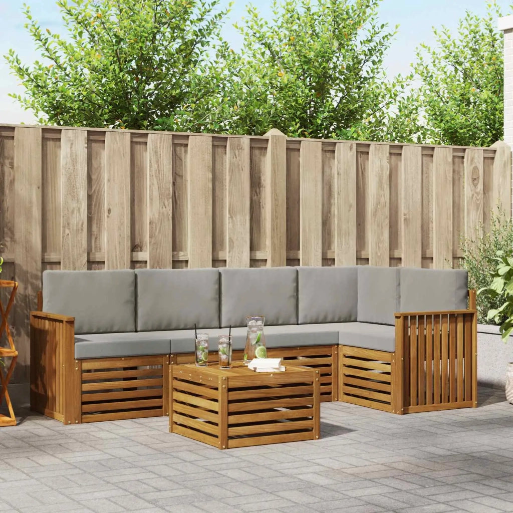 Set divano sezionale con cuscino 6 pcs Grigio Naturale e Chiaro 3374846