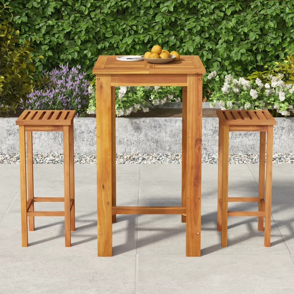 Set da Bar da Giardino 3 pz | Set Salotto da Giardino in Legno Massello di Acacia