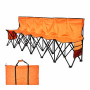Banca portatile, 6 posti, con schienali e tasca portatile, sedile leggero con schienale per calcio, baseball, campeggio e attività all'aperto, arancione