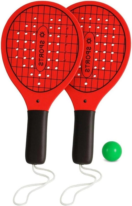 Racket da tennis in legno con impugnatura morbida EVA forata, inclusa palla - antiscivolo e resistente per spiaggia, parco e giardino