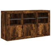 Credenza cassettiera armadio mobile contenitore organizer per cucina soggiorno salotto con luci LED 123 x 37 x 67 cm marrone 02_0029867