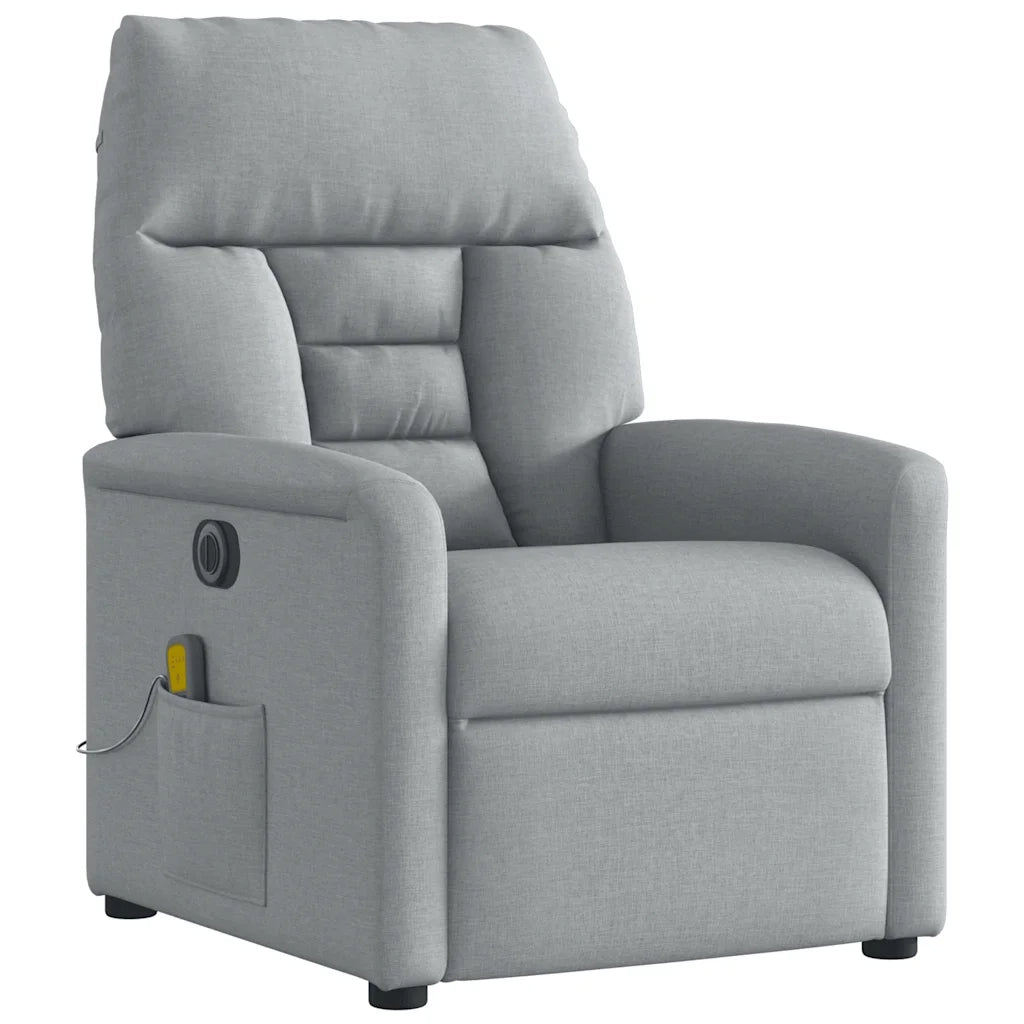 Poltrona Reclinabile Massaggio Elettrica Grigio Chiaro Tessuto 3303022