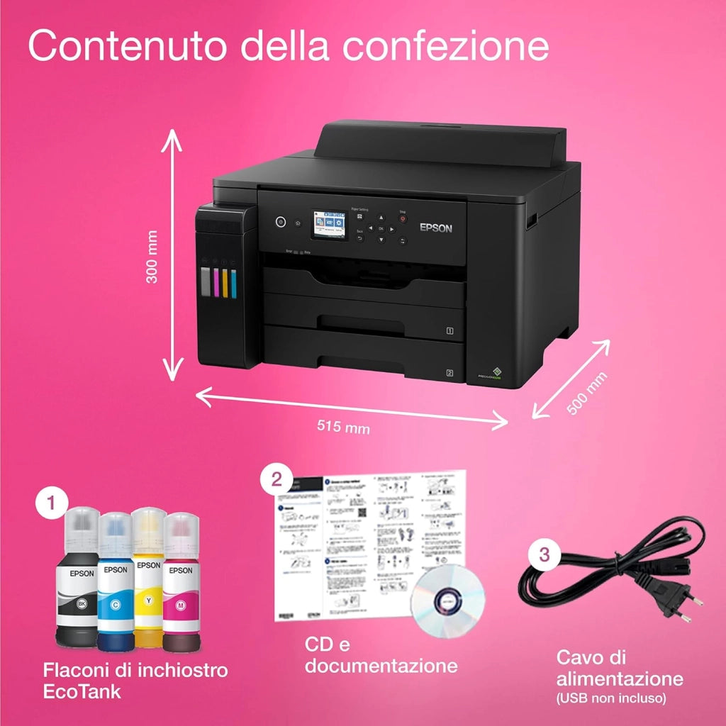 Epson EcoTank ET-16150 Stampante con Serbatoi D’inchiostro | Piccolo Ufficio e Azienda | Wi-Fi | A3+ | Stampa Fronte/Retro | Display LCD 6.1 cm | 3 Anni D'Inchiostro Inclusi