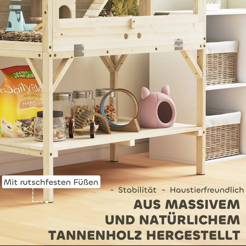 GABBIA PER CRICETI a 2 livelli 84x53x110 cm Legno naturale