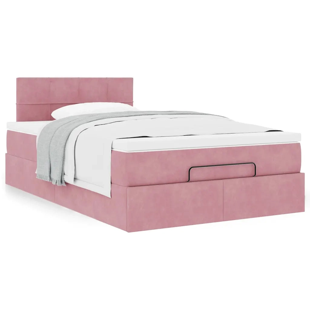Pouf Letto con Materasso Rosa 120x190 cm Velluto 3311764