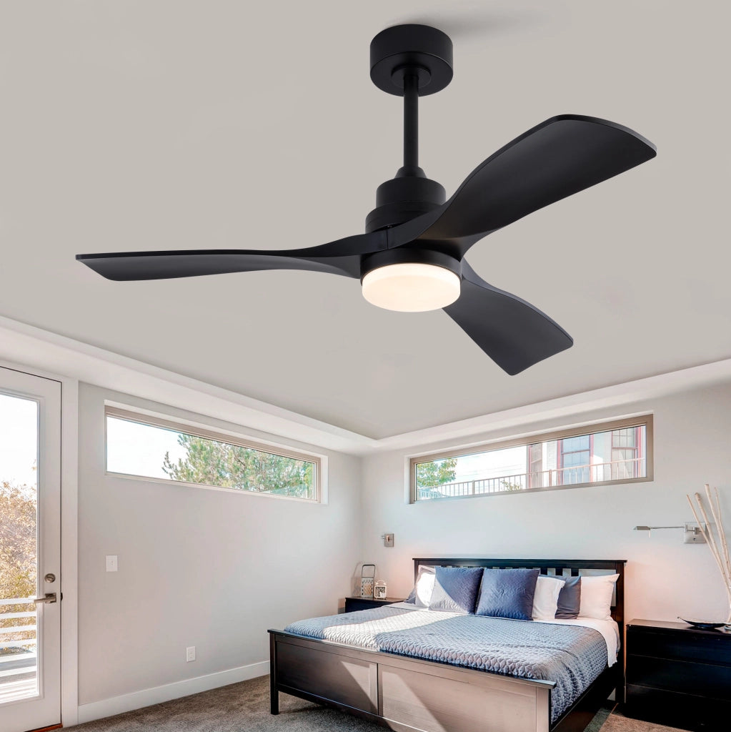 Ventilatore da soffitto 42 pollici con luce LED; telecomando; 3 pale; nero
