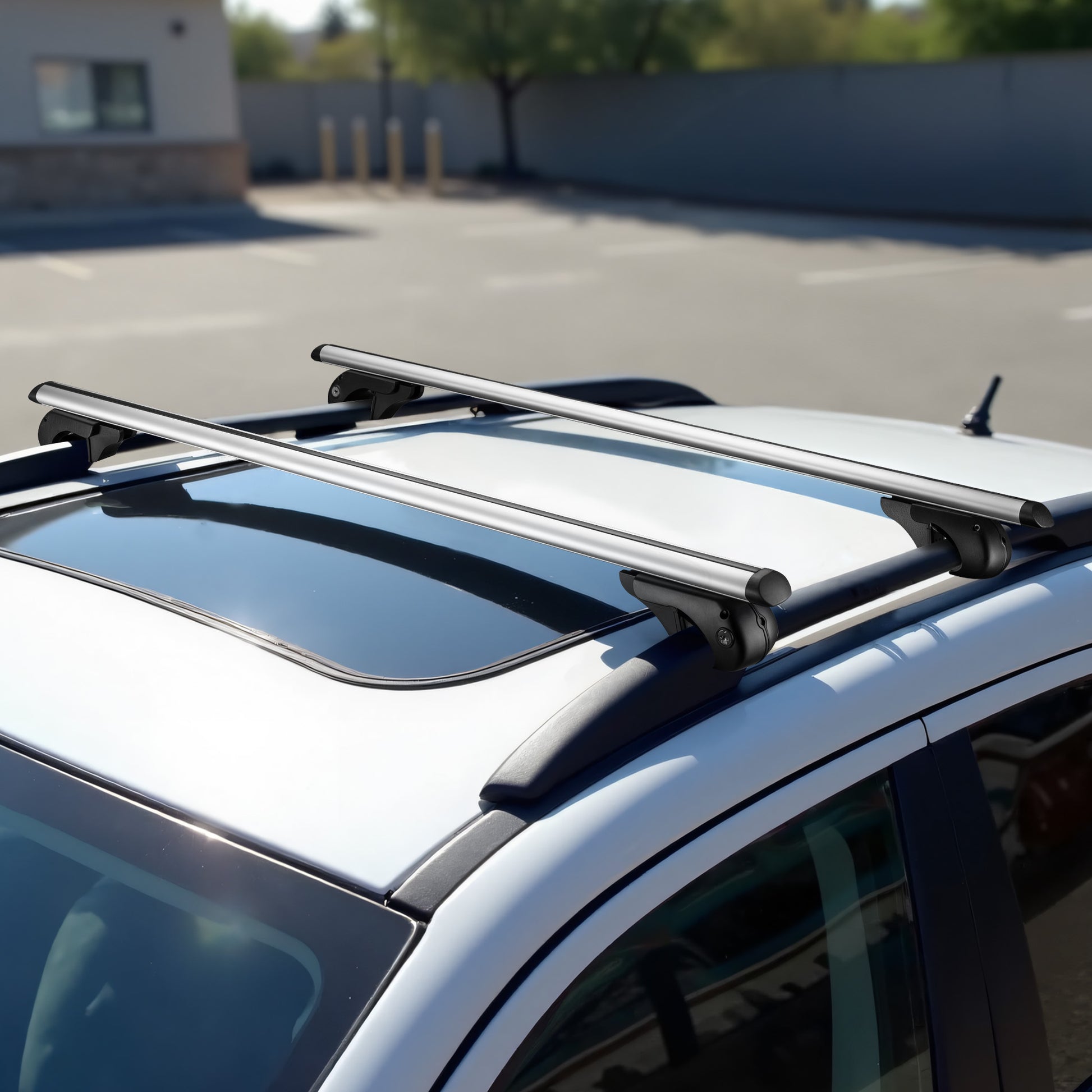 Barre portapacchi universali 120 cm, portapacchi auto universale fino a 90 kg, in alluminio, robusto porta bagagli tetto auto